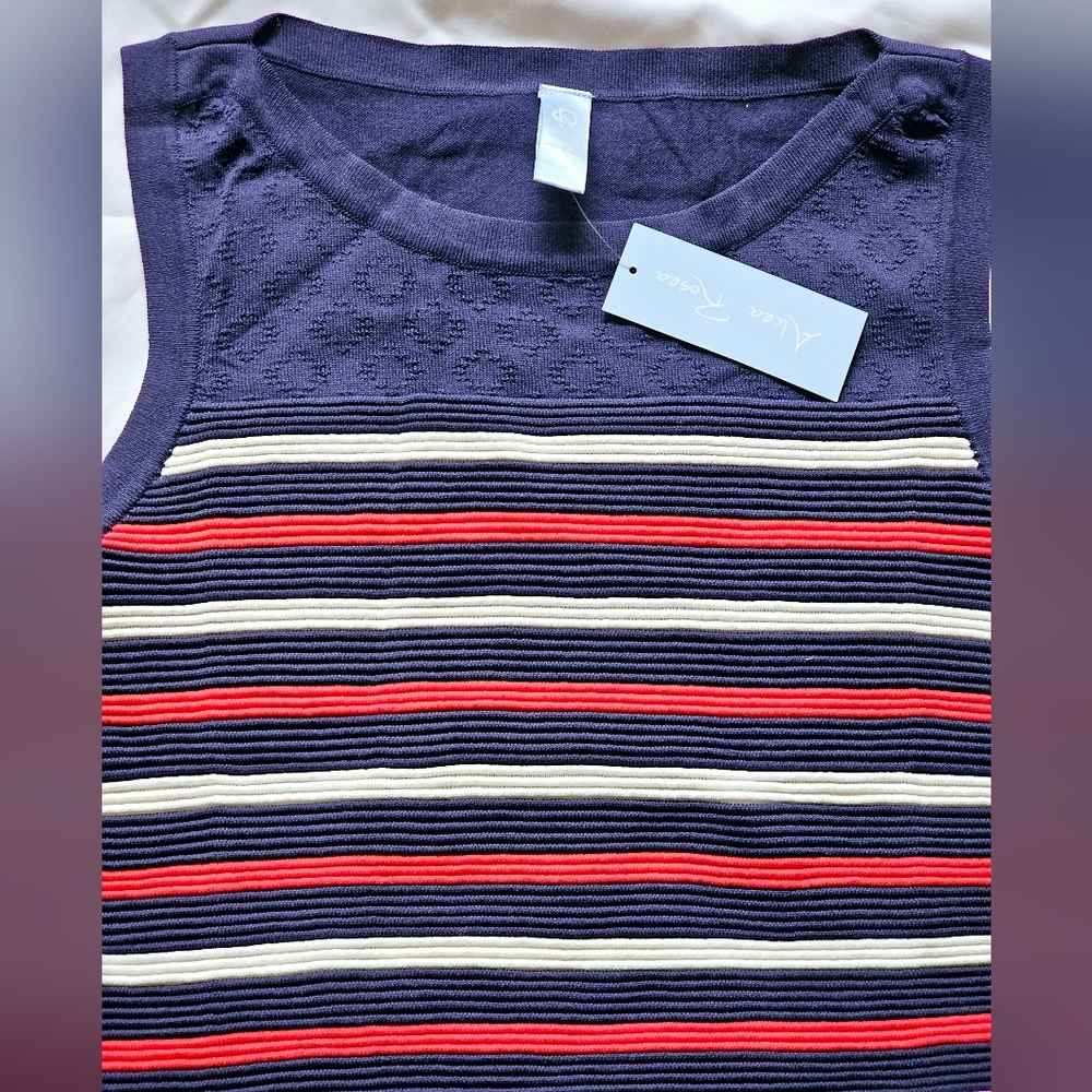 Ladies Small Striped Sleeveless Top - Navy, Red, and White